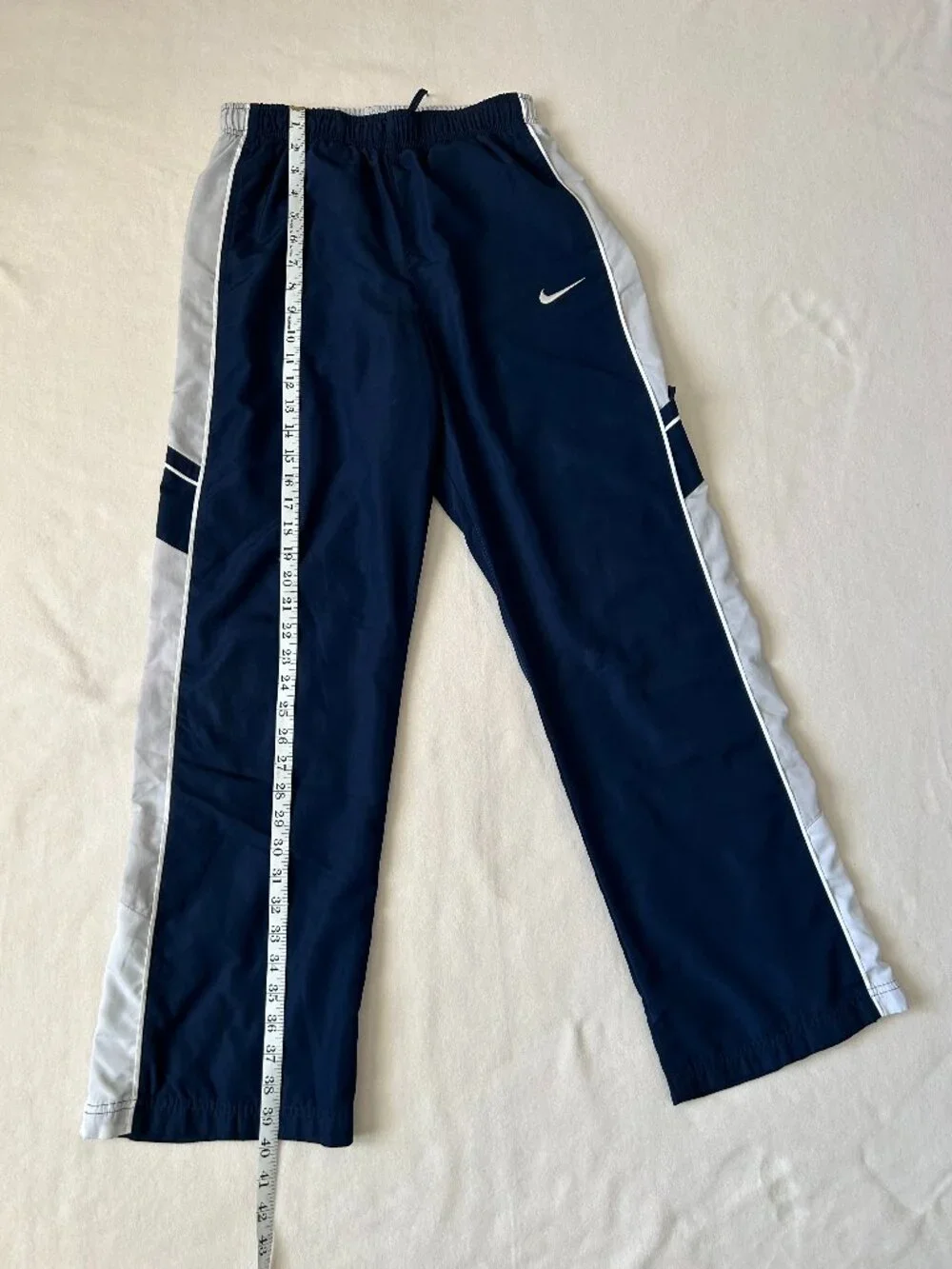 Vintage Nike Navy Blue Track Pants with White Stripe